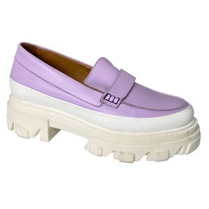 Ganni Purple and White Chunky Loafers